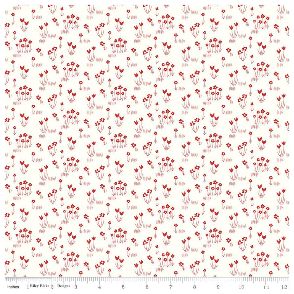 Red Hot Flower Garden Cream C11671.Priced per 25cm.