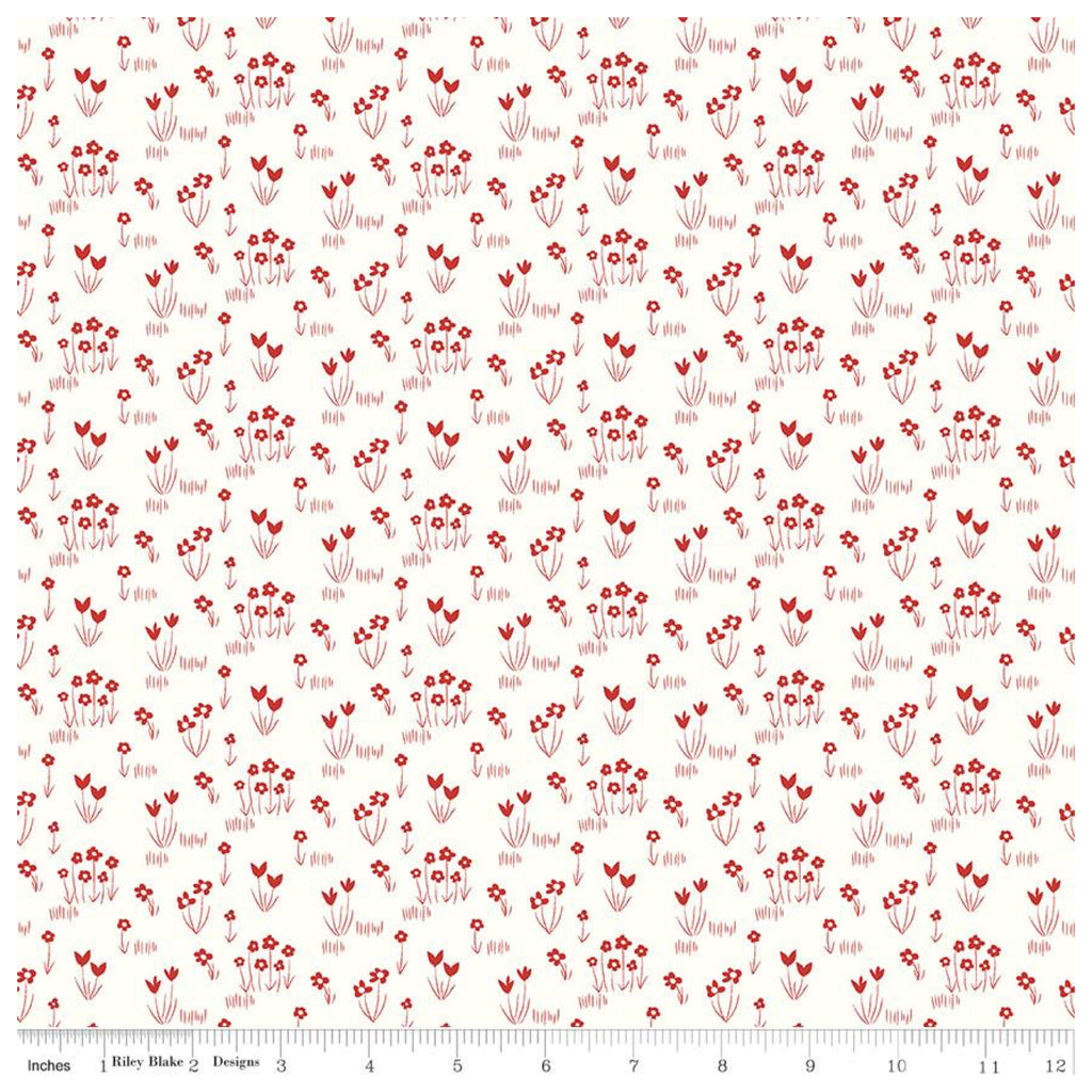 Red Hot Flower Garden Cream C11671.Priced per 25cm.