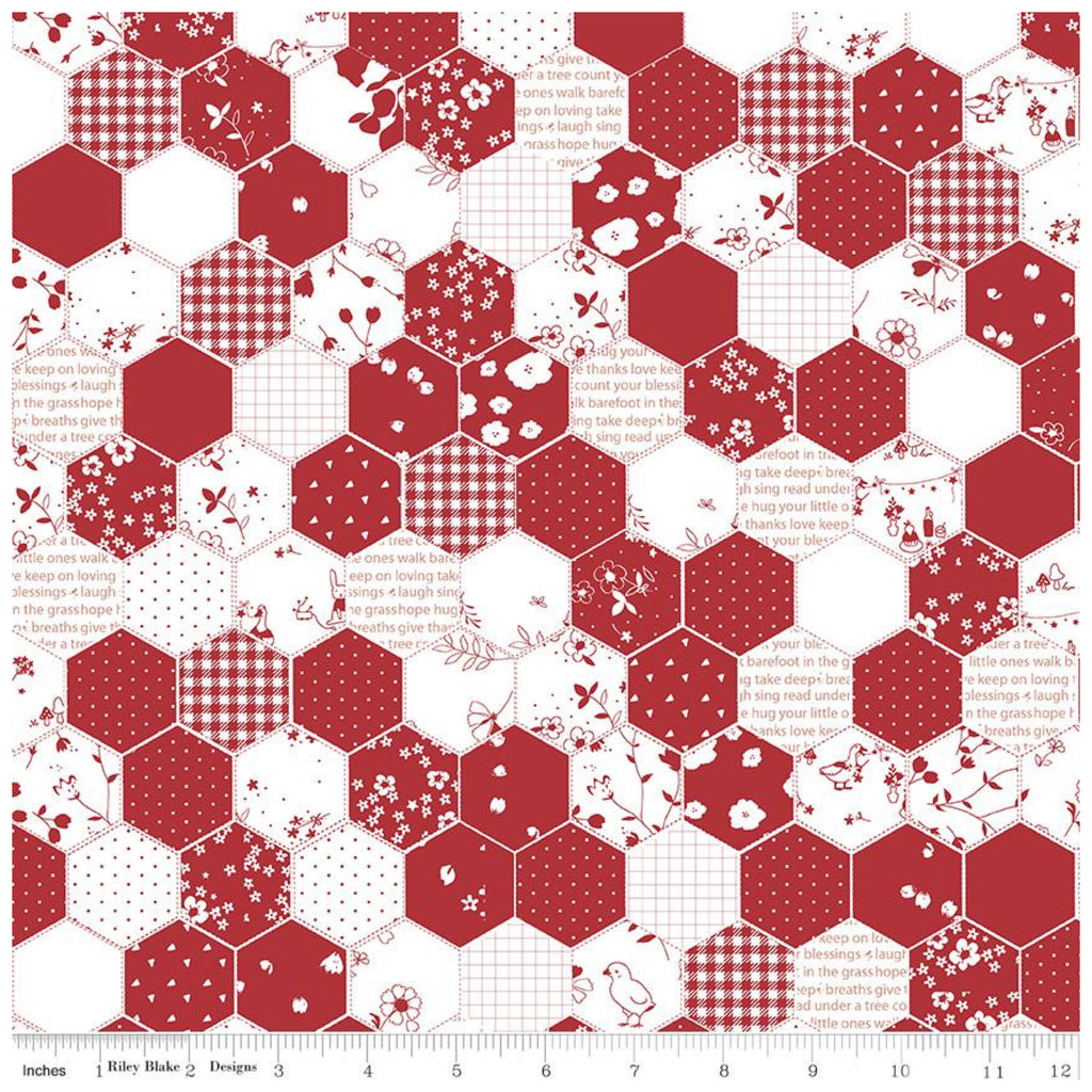 Red Hot Patchwork Red C11681.Priced per 25cm