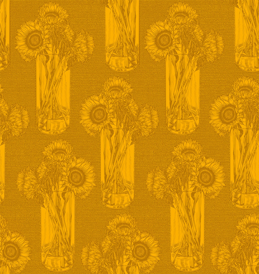 Indelible AMT1004-54L Sunflowers SAFFRON by Anna Maria Priced per 25 Cm.