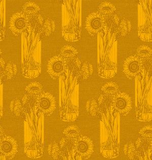 Indelible AMT1004-54L Sunflowers SAFFRON by Anna Maria Priced per 25 Cm.