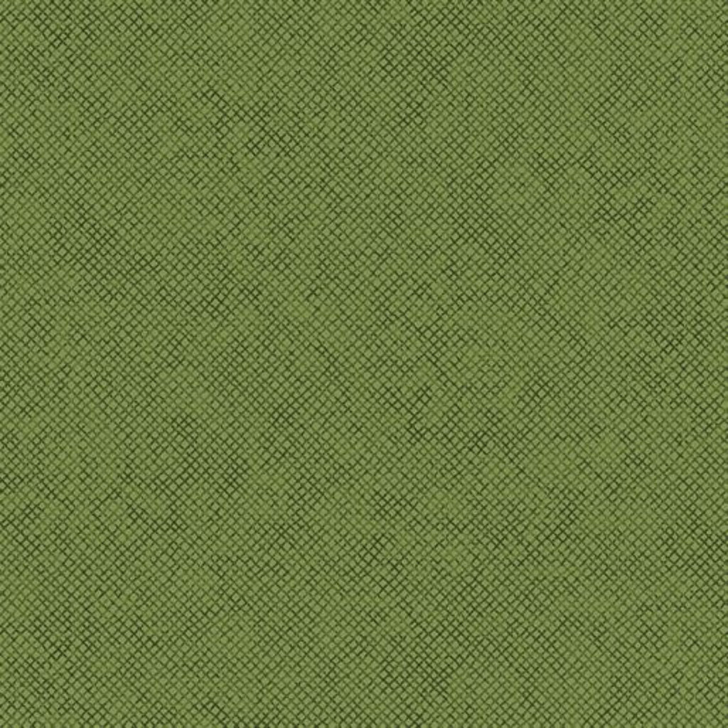 A piece of green fabric with a leaf pattern, indicating it is a textile product suitable for crafting.