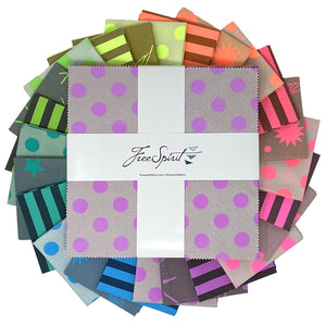 "True Colors Neon Inks - 10" Charm Squares (Layer Cake) Designed by Tula Pink