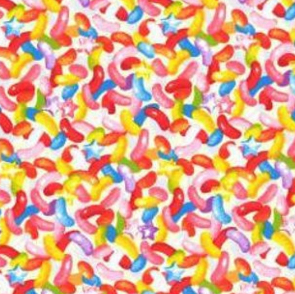 Colorful jelly beans on a white background