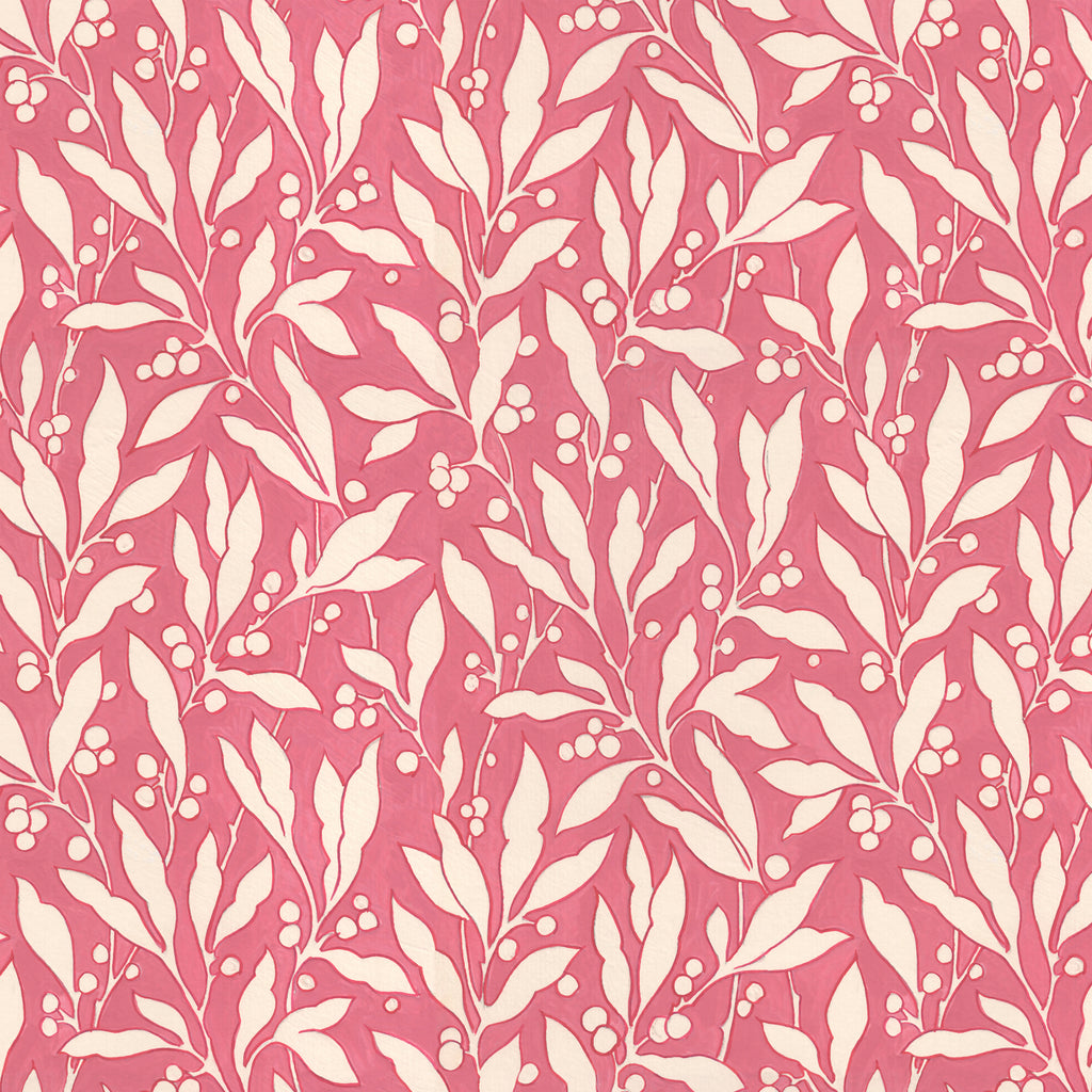 *Pre Order COTTAGE GARDEN  Leaf and Berry PINK PWSL132 by Philip Jacobs SNOW LEOPARD) Priced per 25cm - due May/June 2024