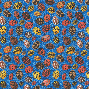 COTTAGE GARDEN Ladybirds BLUE PWSL141 by Philip Jacobs.Priced per 25cm