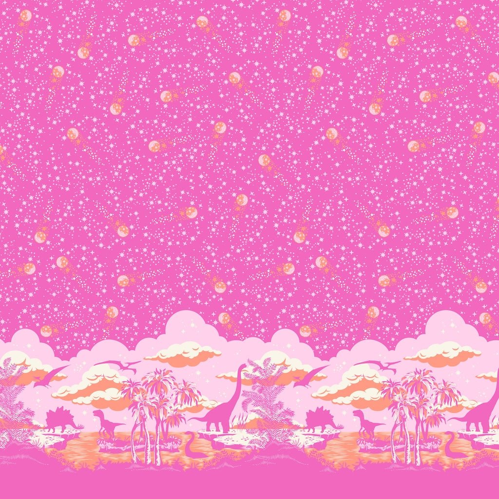 ROAR Meteor Showers (Border Print) PWTP226.BLUSH.Priced per 25cm