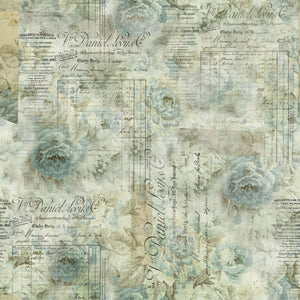 **Tim Holtz Receipt QBTH010 AQUA WIDEBACK 108" / 270 cms Priced Per 50 Cm.