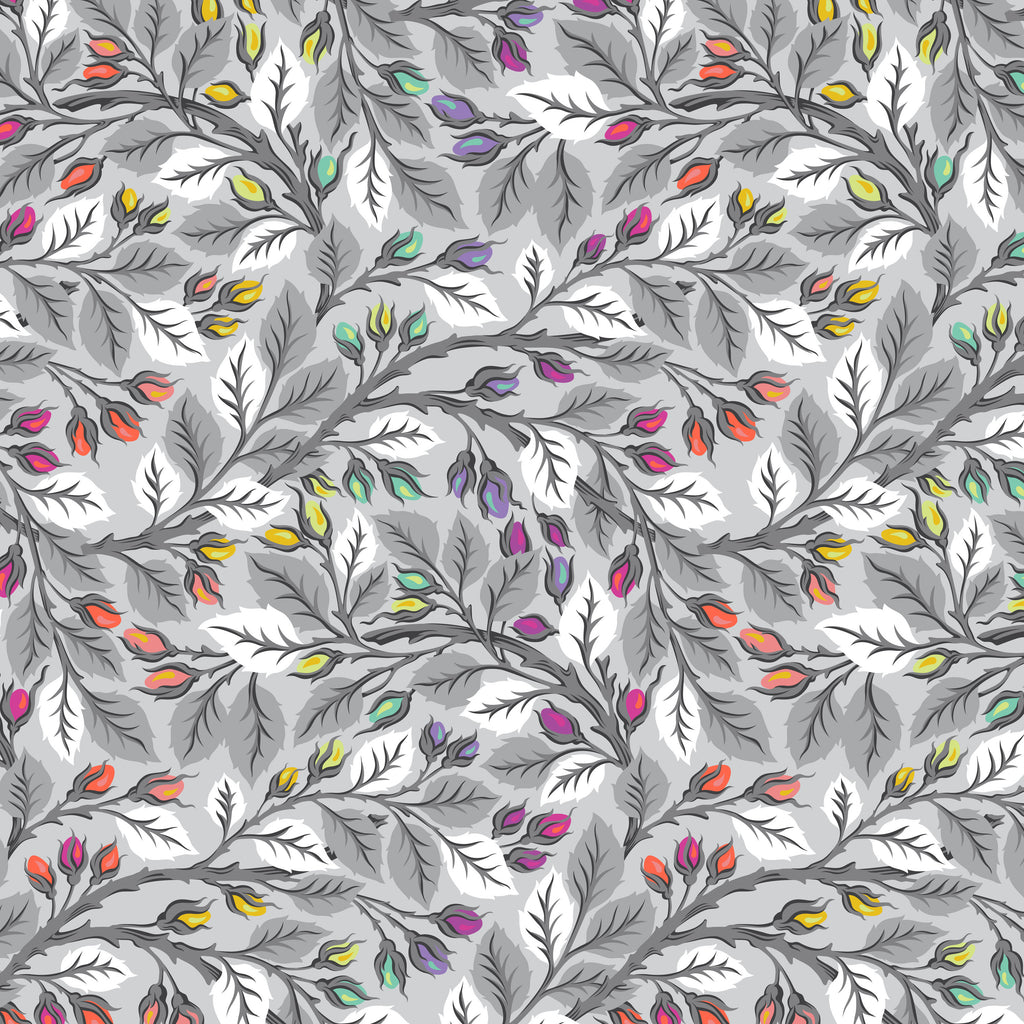 **Pre Order Tula Pink GRAYWORK QBTP019.FOG Best Buds 108" WIDEBACK in Priced per 50 cm - due Nov/Dec