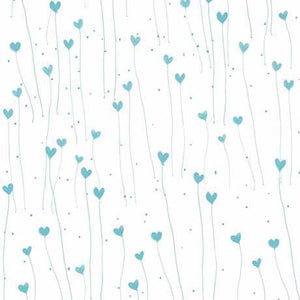 GIFT OF FRIENDSHIP HEARTS 26030ZQ  WHITE / TEAL.Priced per 25cm.