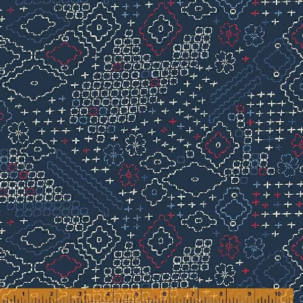 Indigo Stitches Sashiko Sampler 53290-2.Priced per 25cm