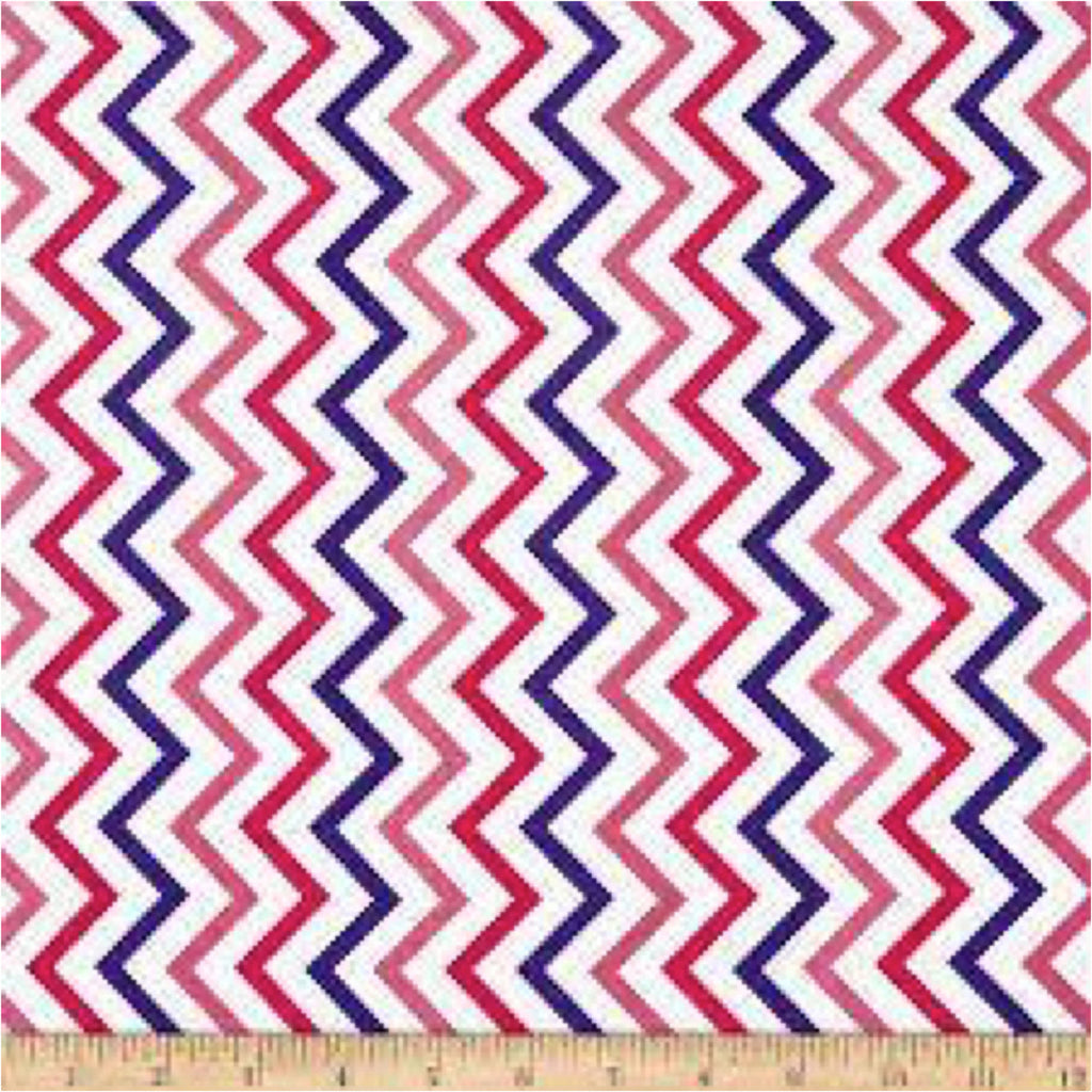 Zig Zag fabric in pink, purple red