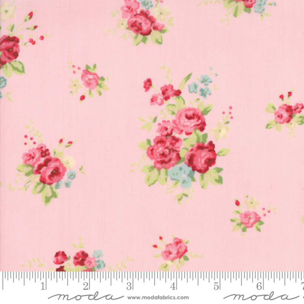 Floral Rose fabric on a pink background