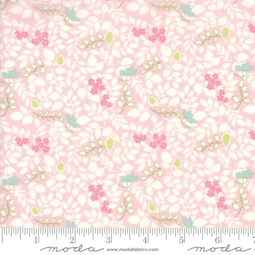 CAROLINE Bloom - Scattered Leaves Pink 18655 12.Priced per 25cm.
