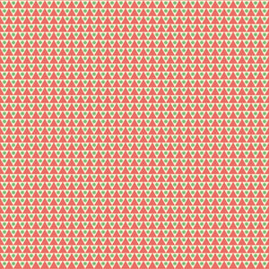 Pattern of small triangles in red and green on a light pink background