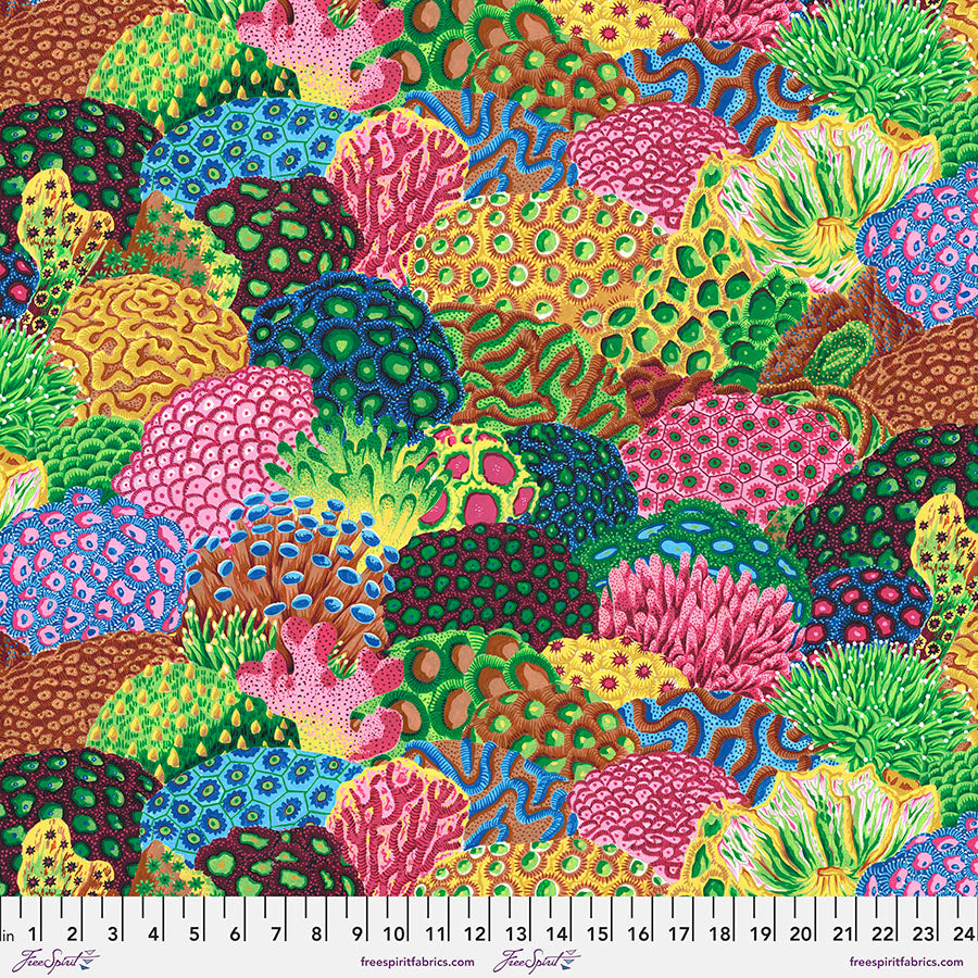 TREASURE ISLAND by Philip Jacobs (SNOW LEOPARD)- Coral Reef MULTI PWSL108.Priced per 25cm