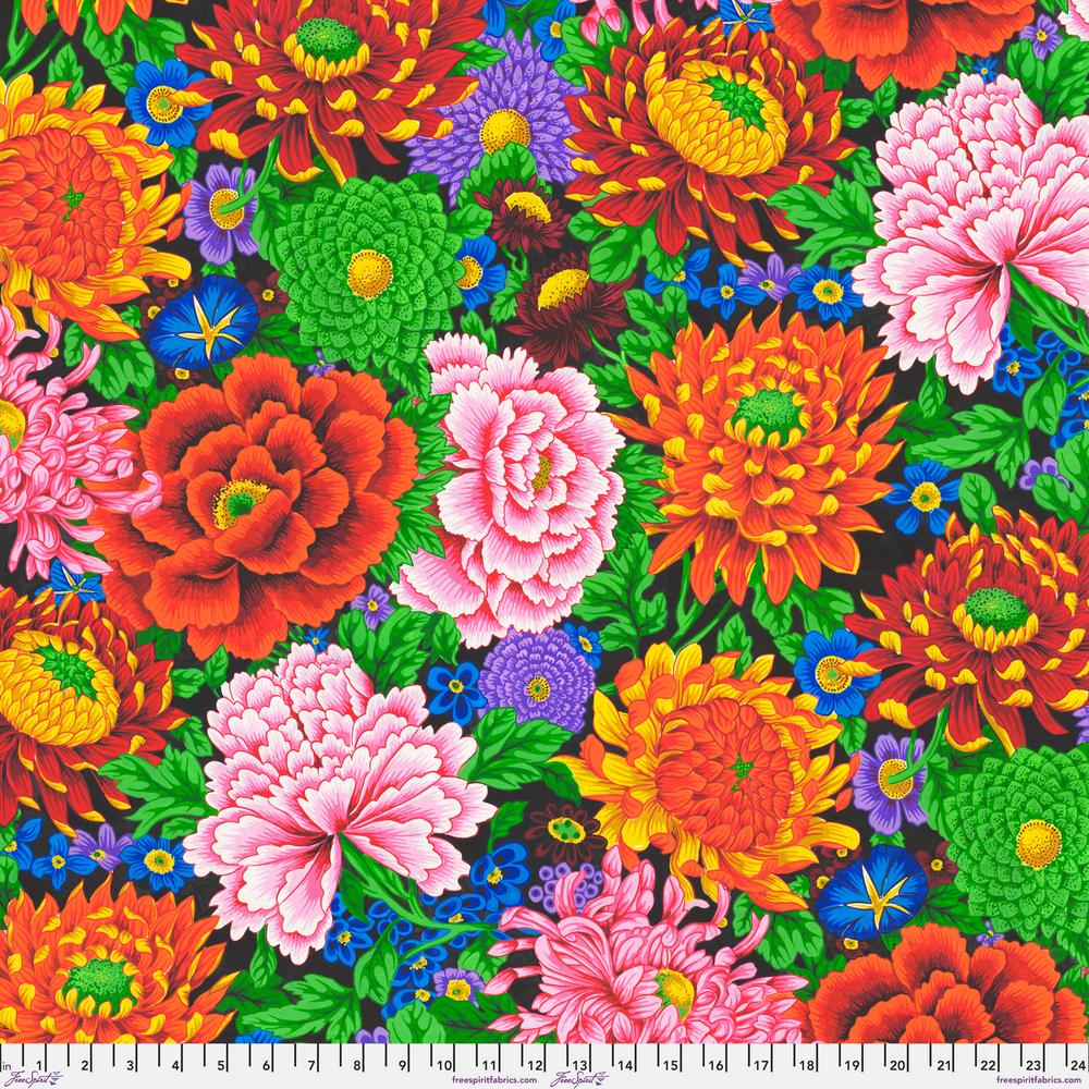 TEMPLE GARDEN Peony and Chrysanthemum - PWSL119.MULTI by Philip Jacobs.Priced per 25cm