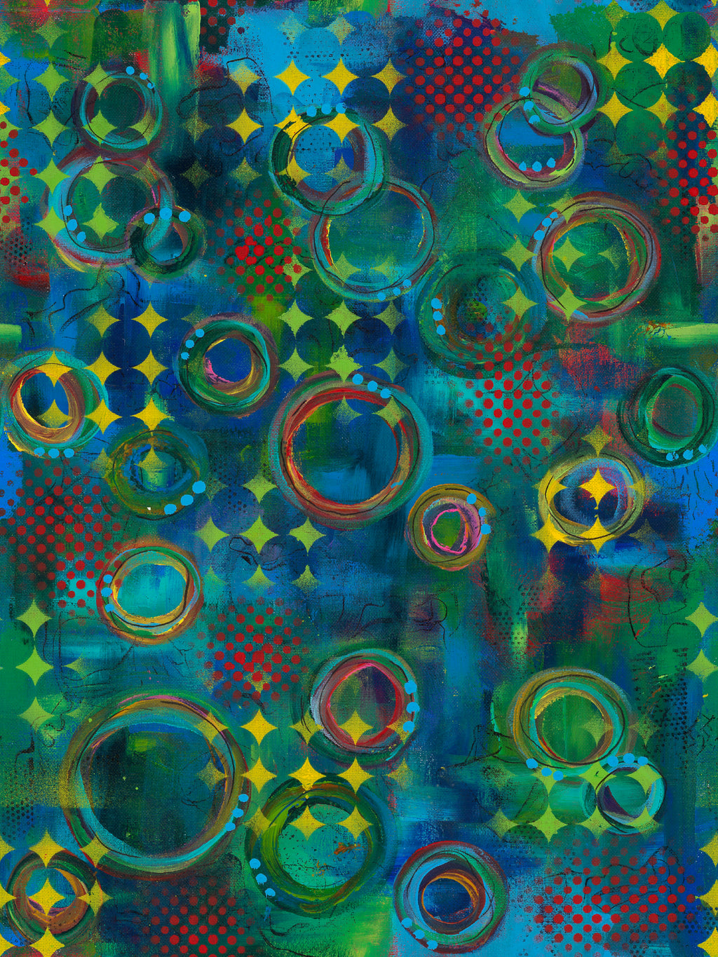 HAPPY BLOOMS by Sue Penn PWSP052.MULTI RINGS.Priced per 25cm