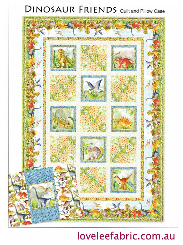 Dinosaur Friends In The Beginning Quilt Pattern