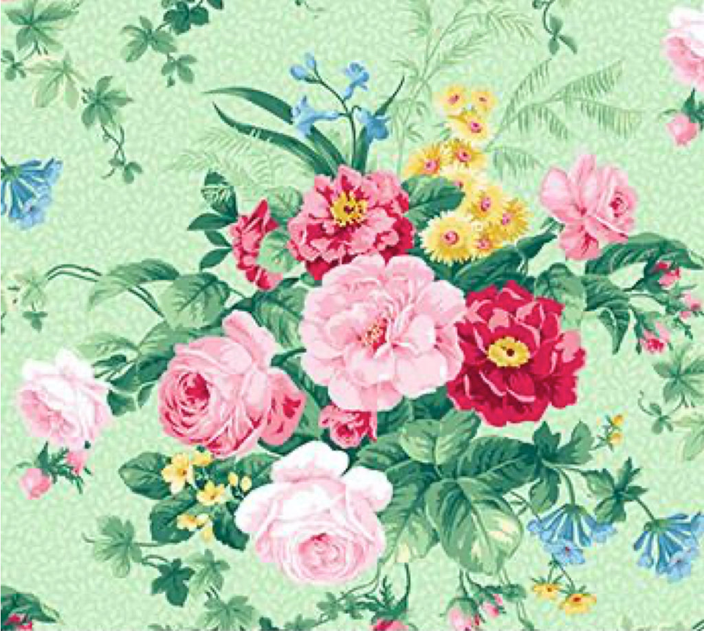 Julia's Garden By Deborah Edwards Large Floral Green  21607-71.Priced per 25cm.