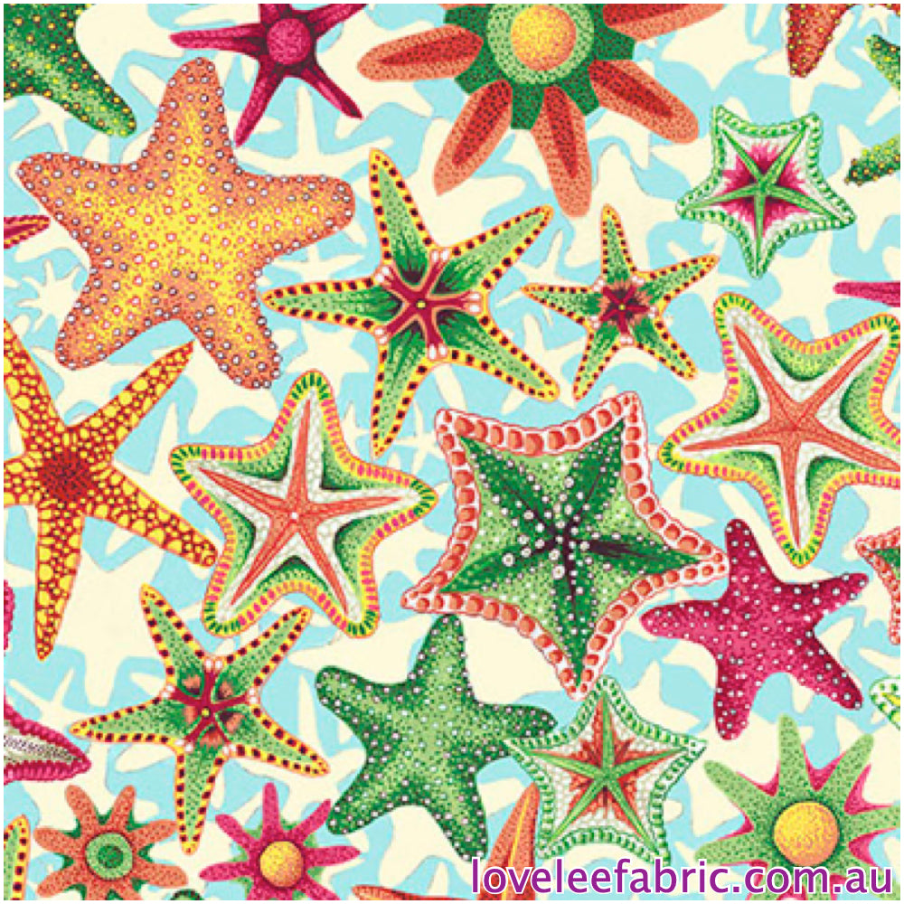 TREASURE ISLAND Starfish BLUE PWSL117 by Philip Jacobs.Priced per 25cm