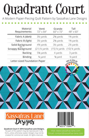 Quadrant Court Quilt Pattern: Paper Pattern