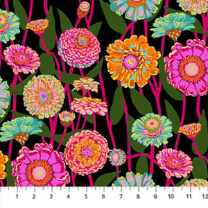 Colorful floral pattern on a black background
