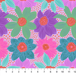 Colorful floral pattern with a ruler at the bottom for scale.