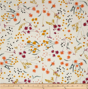 Floral pattern fabric with a ruler at the bottom