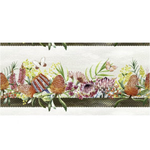 Australian Garden Twist by Jason Yenter Border Print Cream.Priced per 25cm
