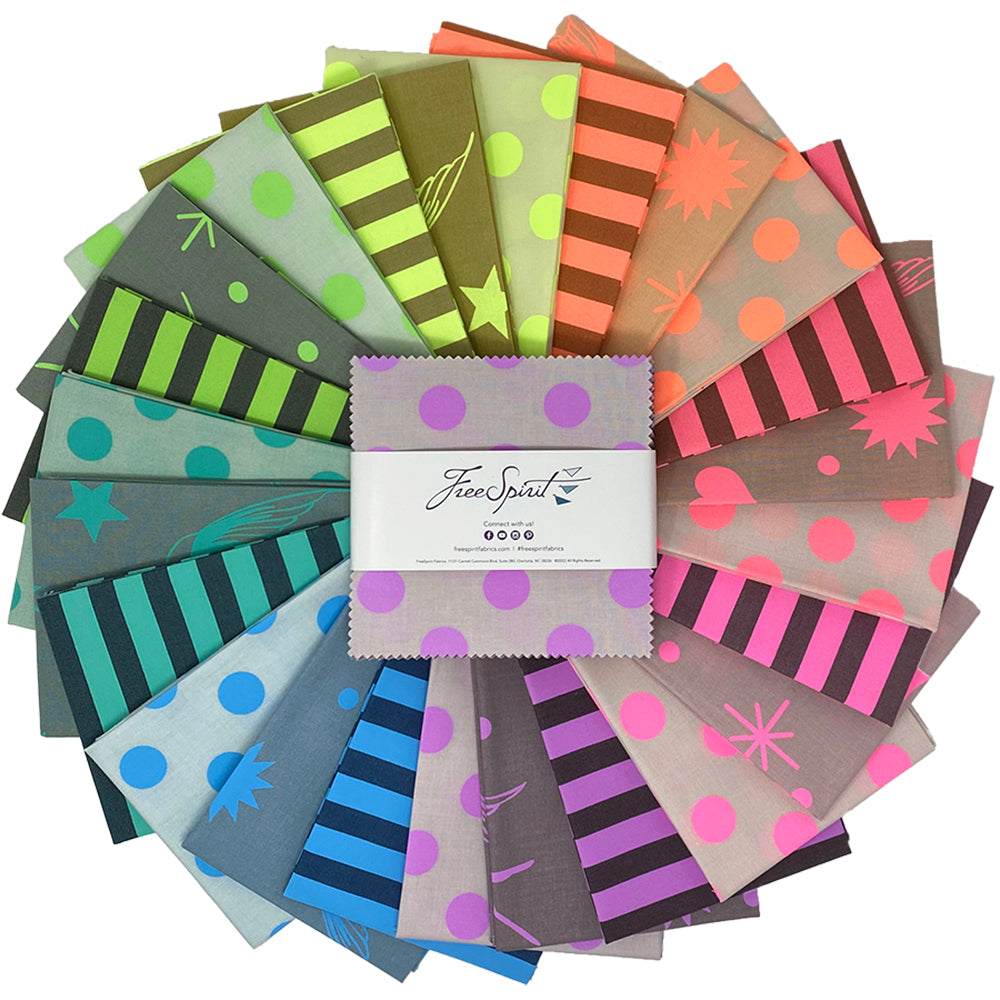 ""True Colors Neon Inks - 5" Charm Squares Designed by Tula Pink