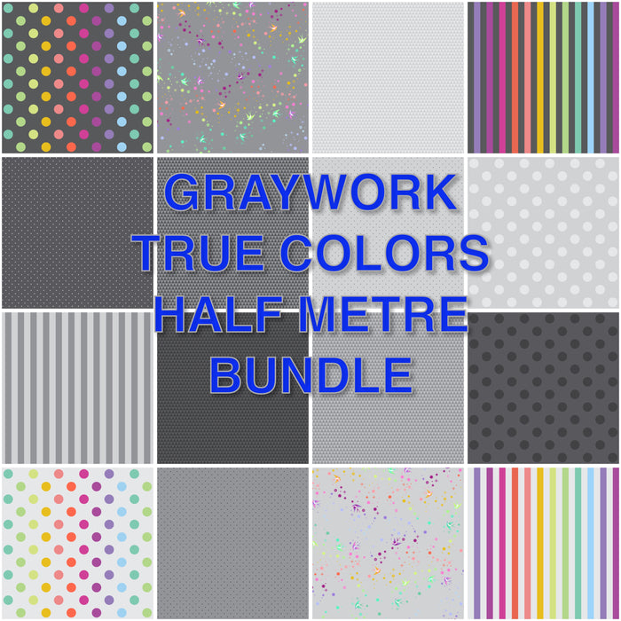 **Pre Order GRAYWORK TRUE COLORS Half Metre Bundle (16 Fabrics) due to arrive Oct/Nov 2025