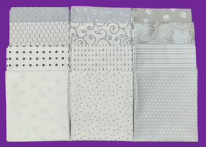 *#Grey / White Toned FAT QUARTER BUNDLE - 12 FAT QUARTERS