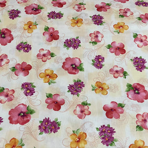 SOPHIA SPACED FLORAL 26071E CREAM.Priced per 25cm.