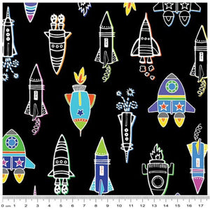 LIFT OFF Rocket Lift Off Black Glow in the Dark Ink.Priced per 25cm.