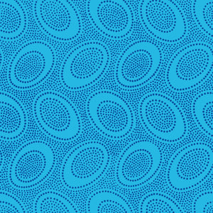 Blue patterned fabric with circular shapes