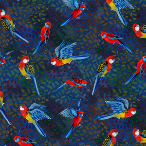 Birds of a Feather - PWHG016.MIDNIGHT Rosellas.Priced per 25cm
