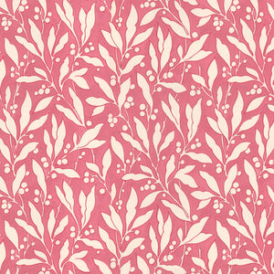 *Pre Order COTTAGE GARDEN  Leaf and Berry PINK PWSL132 by Philip Jacobs SNOW LEOPARD) Priced per 25cm - due May/June 2024