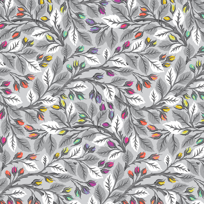 **Pre Order Tula Pink GRAYWORK QBTP019.FOG Best Buds 108" WIDEBACK in  Priced per 50 cm - due Nov/Dec