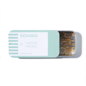 SOHMO tapestry needles in a light blue case on a white background