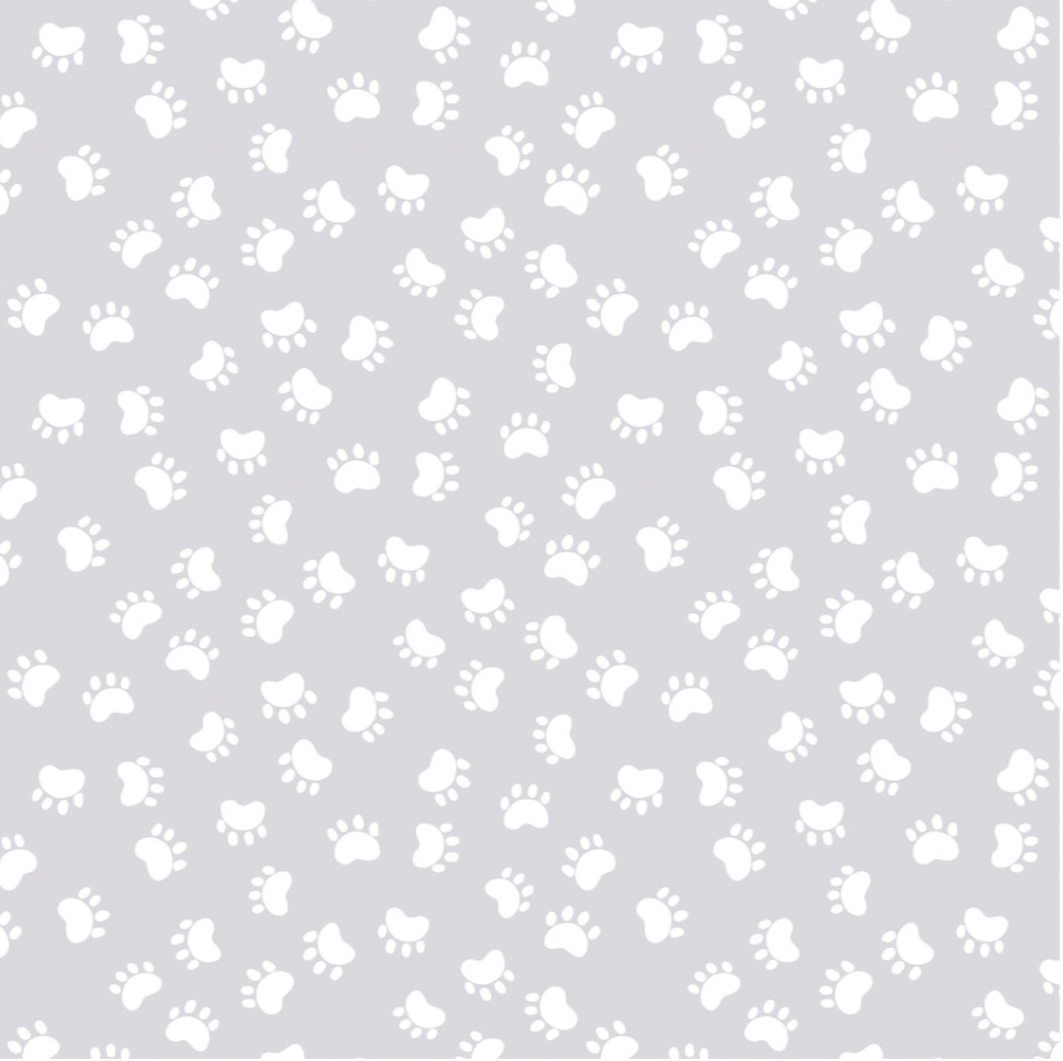 Kitty the Cat Paw Prints by Susy Bee SB20393-150 Light Grey.Priced per 25cm