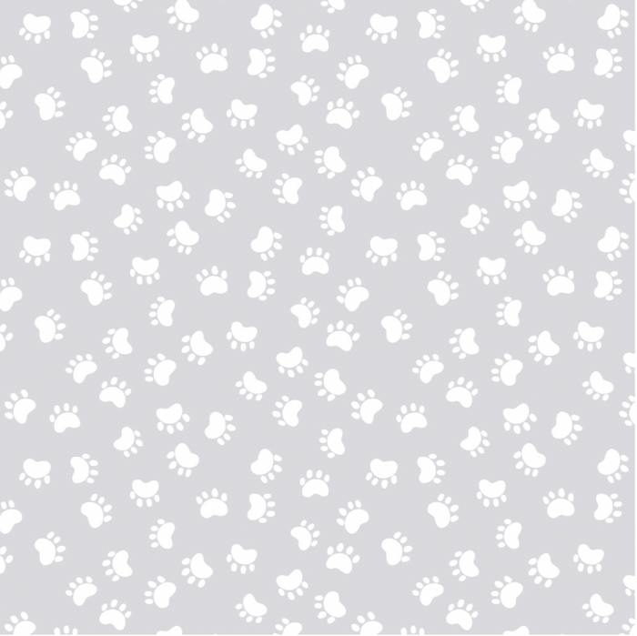 Kitty the Cat Paw Prints by Susy Bee SB20393-150 Light Grey.Priced per 25cm