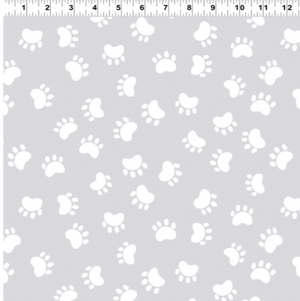 Kitty the Cat Paw Prints by Susy Bee SB20393-150 Light Grey.Priced per 25cm