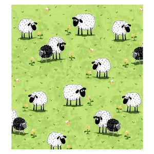 Lewe the Ewe Scattered Sheep Lime by Susy Bee SB20049-815.Priced per 25cm.
