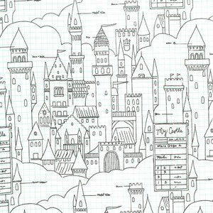 *REMNANT* Magic BY Sarah Jane - Castle Plans in White - 1 METRE