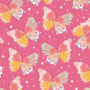 CONFETTI BLOSSOMS BUTTERFLIES  26235P PINK.Priced per 25cm