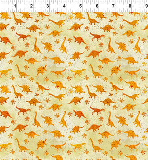 Dinosaur Friends by Jason Yenter 6 DIN 1, Mini Dino Orange.Priced per 25cm