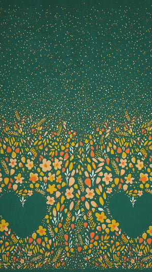Floral pattern on a green background