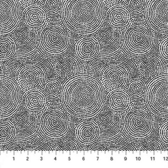 Circular Mosaic Dots in White & Black By Deborah Edwards Simply Neutral 2.Priced per 25cm.