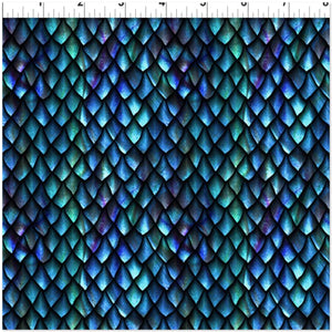 Dragons by Jason Yenter 6DRG-1, Dragon scales BLUE FURY.Priced per 25 Cm.
